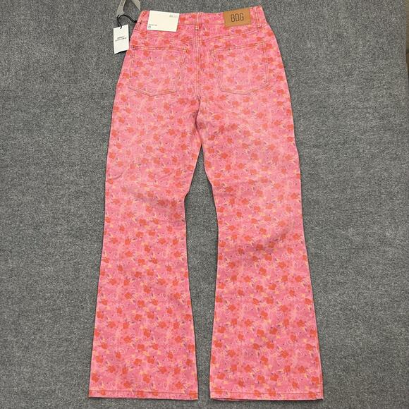 BDG Urban Outfitters Jeans Womens 29 Pink Rose High Rise Flare Floral Pants NWT - Picture 3 of 11